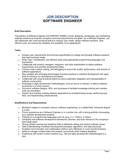 Business-in-a-Box's Software Engineer Job Description Template