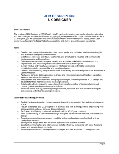 Business-in-a-Box's UX Designer Job Description Template