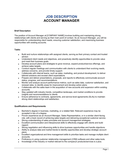 Business-in-a-Box's Account Manager Job Description Template
