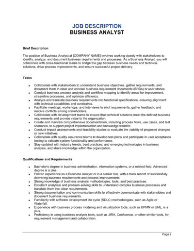 Business-in-a-Box's Business Analyst Job Description Template