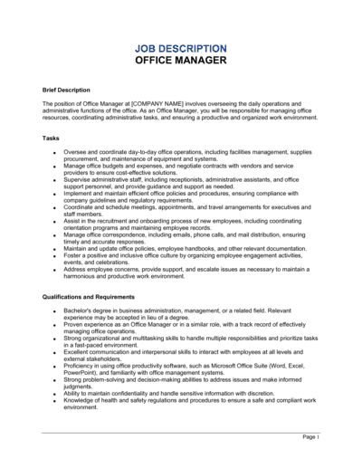 Business-in-a-Box's Office Manager Job Description Template
