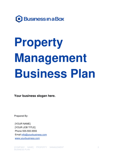 Business-in-a-Box's Property Management Business Plan Template