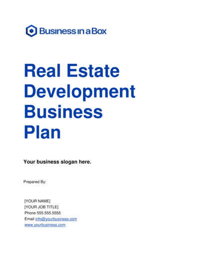 Business-in-a-Box's Real Estate Development Business Plan Template