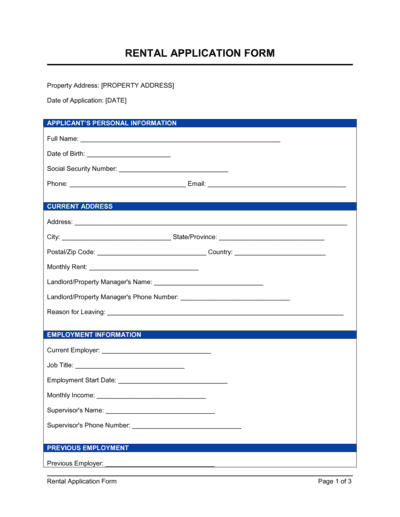 Business-in-a-Box's Rental Application Form Template