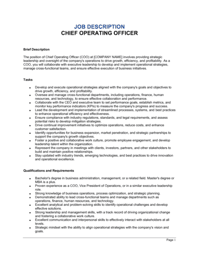 Business-in-a-Box's Chief Operating Officer Job Description Template