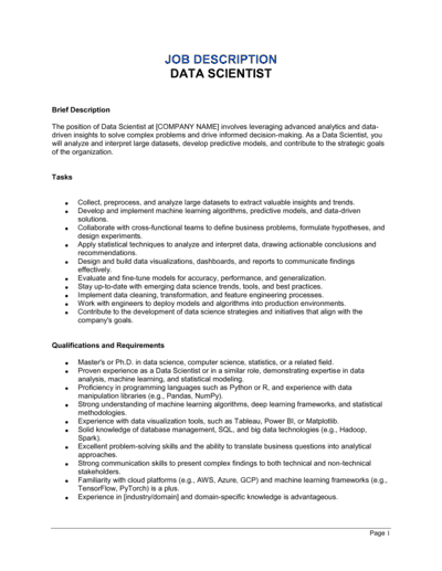 Business-in-a-Box's Data Scientist Job Description Template