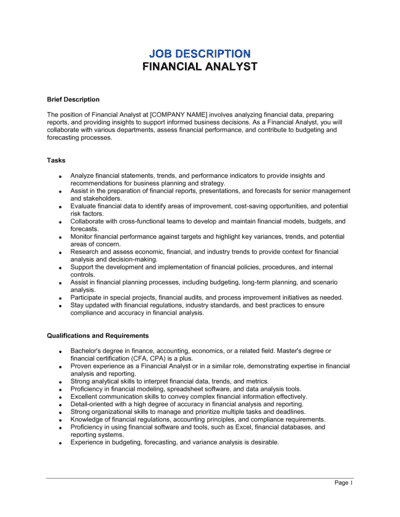 Business-in-a-Box's Financial Analyst Job Description Template