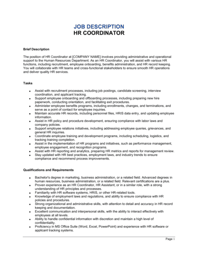 Business-in-a-Box's HR Coordinator Job Description Template