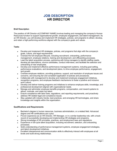 Business-in-a-Box's HR Director Job Description Template