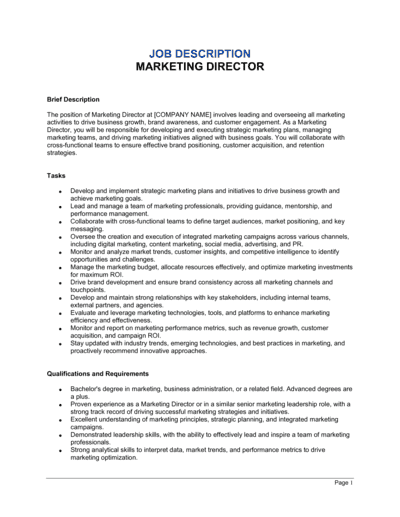 Business-in-a-Box's Marketing Director Job Description Template