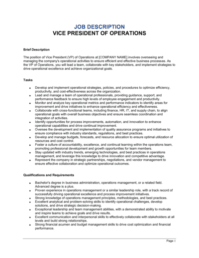 Business-in-a-Box's VP of Operations Job Description Template