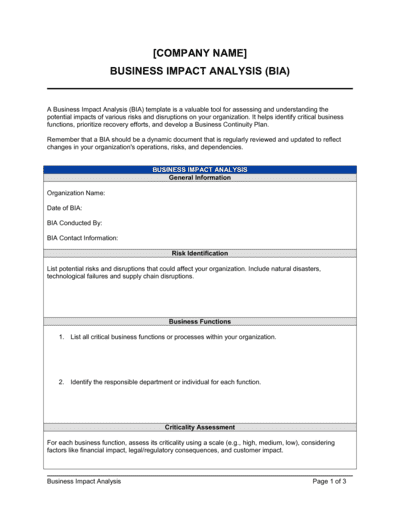 Business-in-a-Box's Business Impact Analysis Template