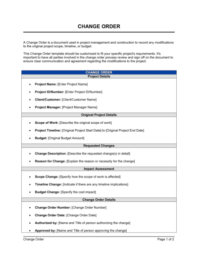 Business-in-a-Box's Change Order Template
