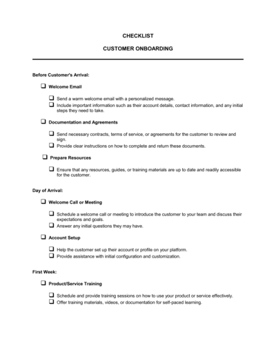 Business-in-a-Box's Checklist Customer Onboarding Template