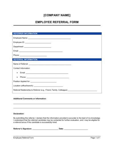 Business-in-a-Box's Employee Referral Form Template