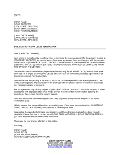 Business-in-a-Box's Lease Termination Letter Template