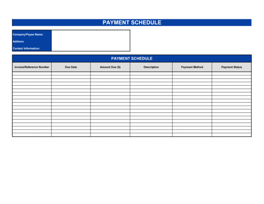 Business-in-a-Box's Payment Schedule Template