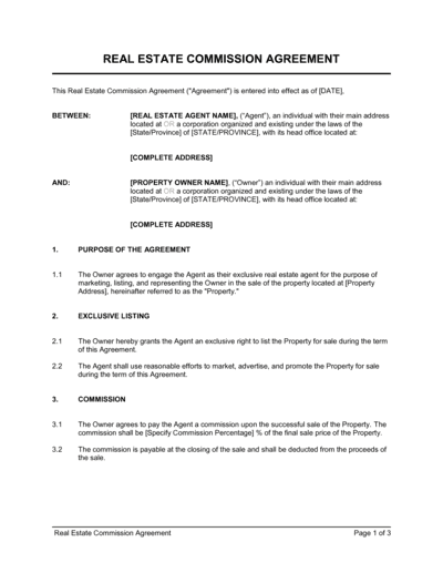 Business-in-a-Box's Real Estate Commission Agreement Template