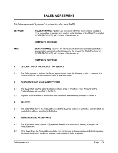 Business-in-a-Box's Sales Agreement Template