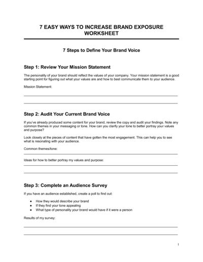 Business-in-a-Box's Worksheet Brand Building Template