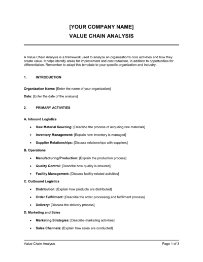 Business-in-a-Box's Value Chain Analysis Template