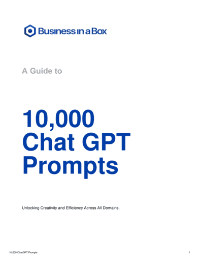 Business-in-a-Box's 10000 Chat GPT Prompts Template