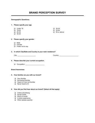 Brand Perception Survey Template