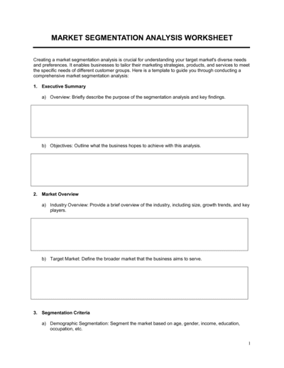 Worksheet Market Segmentation Analysis Template | Free Word & PDF