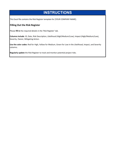 Pilot Risk Register Example Documents Risk Register Template (Free Word)