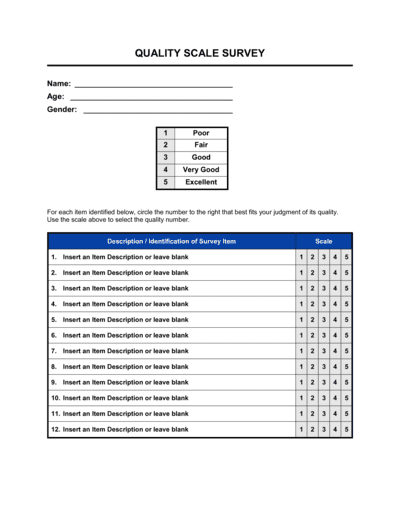 Business-in-a-Box's Quality Scale Survey Template