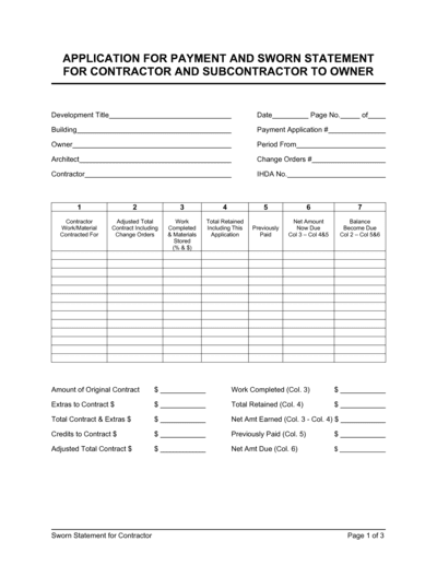 Business-in-a-Box's Sworn Statement for Contractor Template