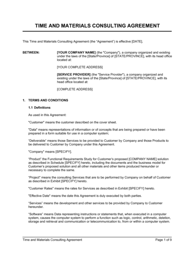 Business-in-a-Box's Time and Materials Consulting Agreement Template