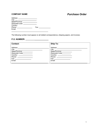 Business-in-a-Box's Purchase Order Template