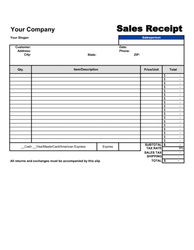Business-in-a-Box's Sales Receipt Template