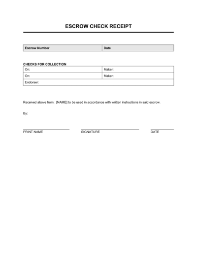 Business-in-a-Box's Escrow Check Receipt Template