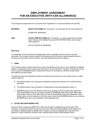 Business-in-a-Box's Employment Agreement Executive2 Template