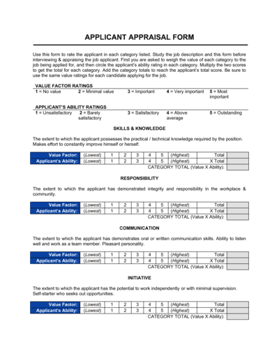 Business-in-a-Box's Applicant Appraisal Form_Evaluation Template