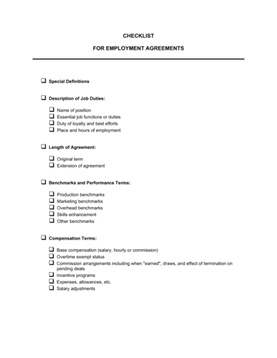 Business-in-a-Box's Checklist Employment Agreements Template