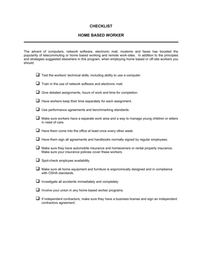 Business-in-a-Box's Checklist Home-Based Employee Template