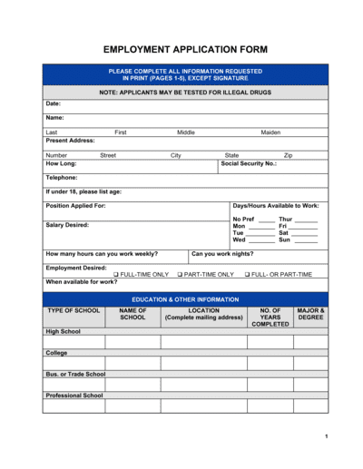 Business-in-a-Box's Employment Application Form Template