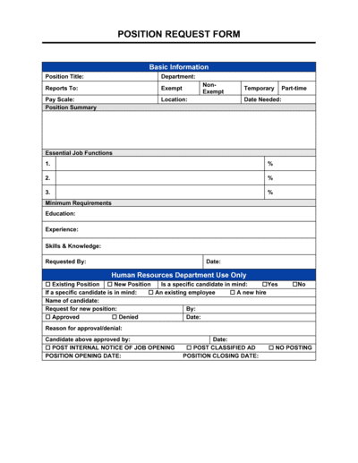 Business-in-a-Box's Position Request Form Template