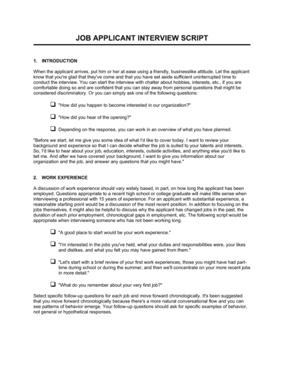 Business-in-a-Box's Job Applicant Interview Script Template