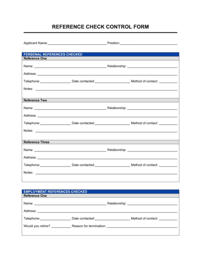 Business-in-a-Box's Reference Checking Form Template