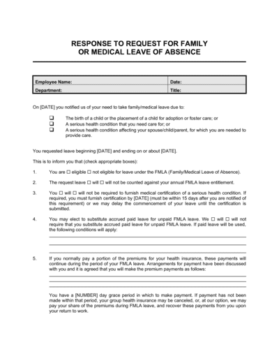 Business-in-a-Box's Response to Employee Request for Family or Medical Leave Template