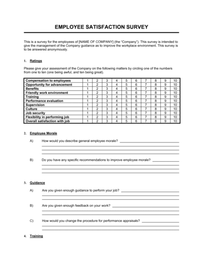 Business-in-a-Box's Employee Satisfaction Survey Template