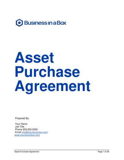 Business-in-a-Box's Asset Purchase Agreement Template
