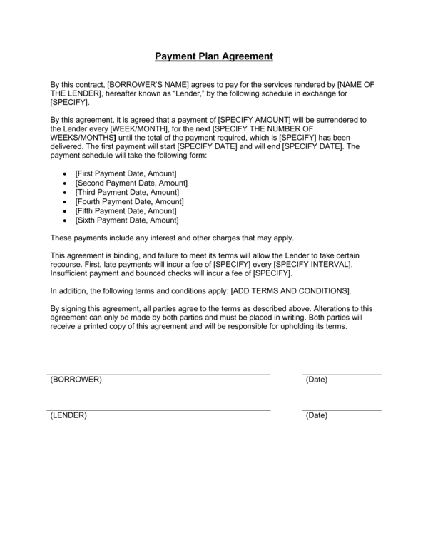 Free Payment Plan Agreement Template – Word & PDF
