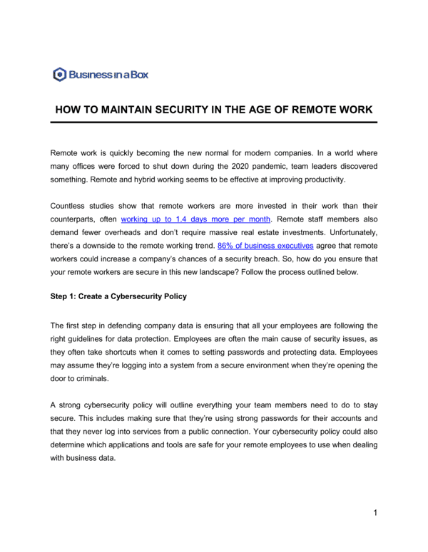 Free Remote Work Security Policy Template – Word & PDF