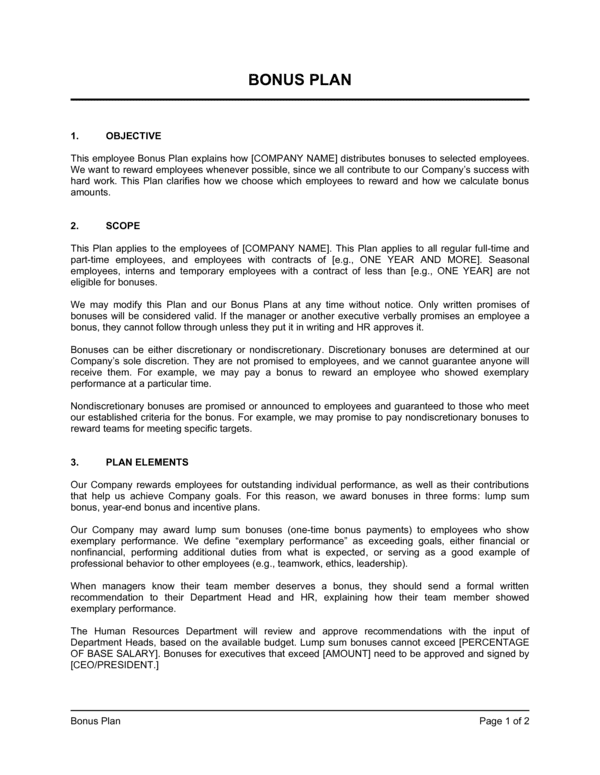 Bahamas Bonus Basic Strategy.pdf Bonus Plan Template — Free Word Download (Free Word)