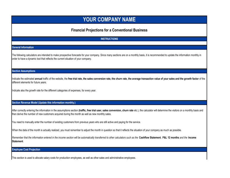 Financial Projections Template (Free Word)